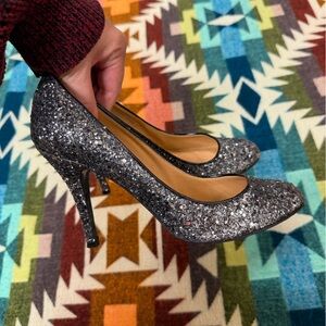 J. Crew Sparkling Silver Heels